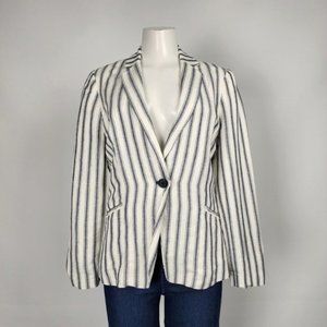 Emma &Olivia White Stripped Linen Blazer Size M